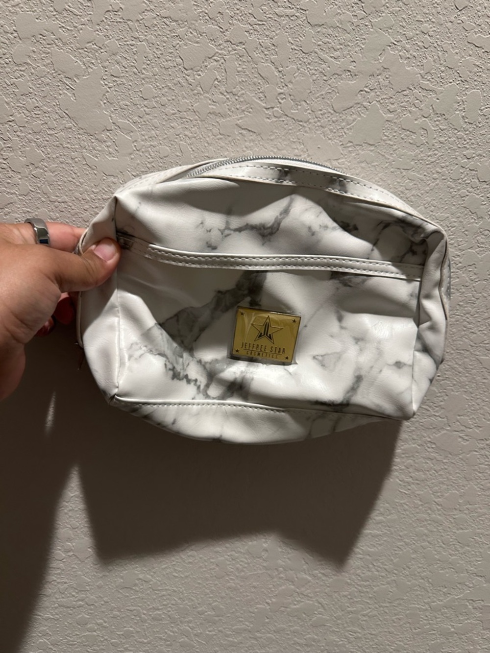 Jeffree Star Marble Cosmetic Case with Gold Logo Plaque